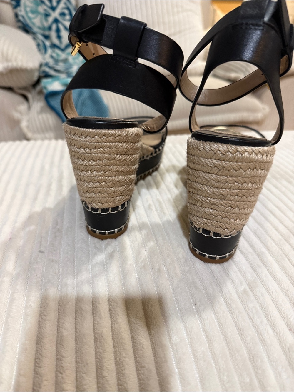 Lauren Ralph lauren Black Espadrille Wedge Sandals with Ankle Strap, size 7.5 - Picture 4 of 4